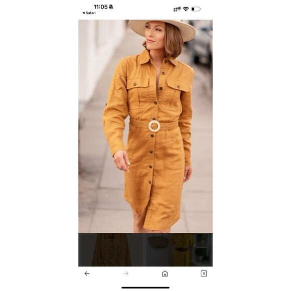 Banana Republic Heritage Linen Scout Dress Safari Lagenloook M Bronze - Picture 7 of 15